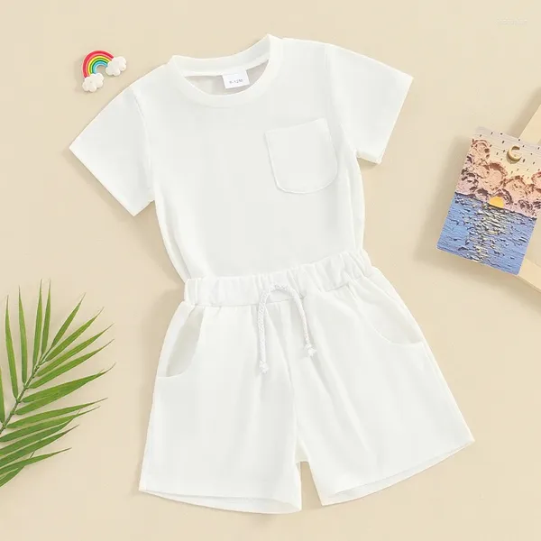 Ensembles de vêtements pour bébés garçons et filles, vêtements d'été de 3 6 9 12 18 24 mois, tenues de couleur unie, ensemble t-shirt et short 2T 3T