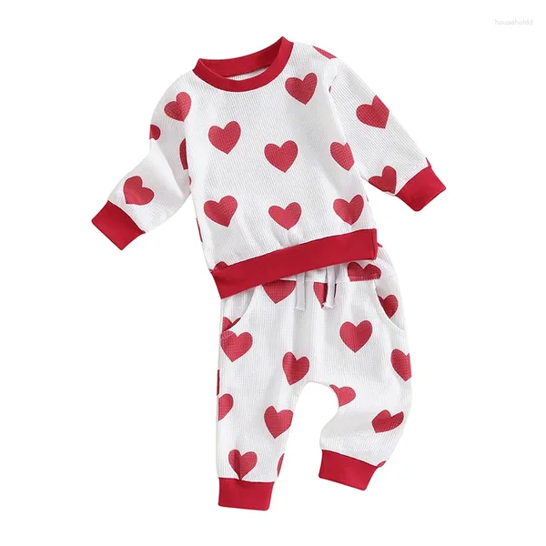 Ensemble de vêtements pour tout-petit bébé fille fille de la Saint-Valentin tenue maman s coeur à manches longues pantalon décontracté