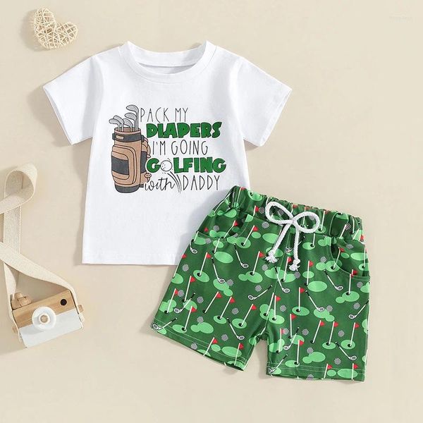 Ensembles de vêtements Toddler Baby Boy Golf tenue golf avec papa t-shirt top shorts set 2pcs