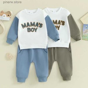 Kledingsets Peuter Baby Boy Outfit Casual Fuzzy Letter mamas boy Sweatshirt Broek Set Babykleding met lange mouwen