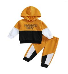 Ensembles de vêtements Toddler Baby Boy Patchwork Tenues Lettre Perte imprimée Tops à manches longues Sweat à capuche Flexy Jogger Pant d'hiver AUT