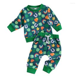 Ensembles de vêtements Toddler Baby Boy St Patricks Day Tenue Mama S Lucky Charm Sweat-shirt Pullor Top Jogger Pantal