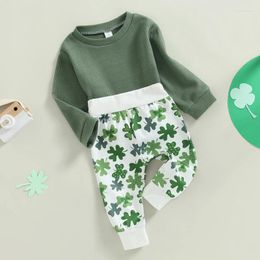 Kledingsets Toddler Baby Boy St Patricks Day Outfit Mama S Lucky Charm Long Sleeve Sweatshirt Top Jogger Pants 2pcs Set