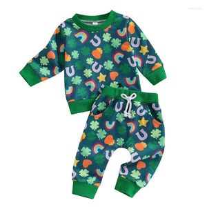 Kledingsets Peuter Baby Boy St Patricks Day Outfit Mama S Lucky Charm Sweatshirt Pullover Top Joggerbroek Set 2-delige kleding