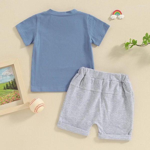 Conjuntos de ropa para niños pequeños, ropa de verano para bebés, camiseta de manga corta con estampado de bolas y letras, conjunto de pantalones cortos bonitos, traje informal de 2 uds.