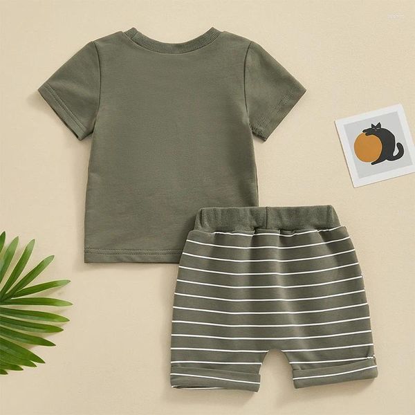 Conjuntos de ropa para niños pequeños, ropa de verano para bebés, camiseta con estampado de letras para mamás, camisetas, pantalones cortos a rayas, conjunto informal