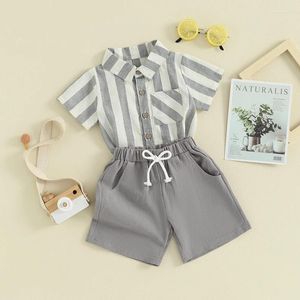 Kledingsets Peuter Baby Boy Zomeroutfits Korte mouw Button Down Printshirt met shorts 2 STKS Hawaiiaanse kleding