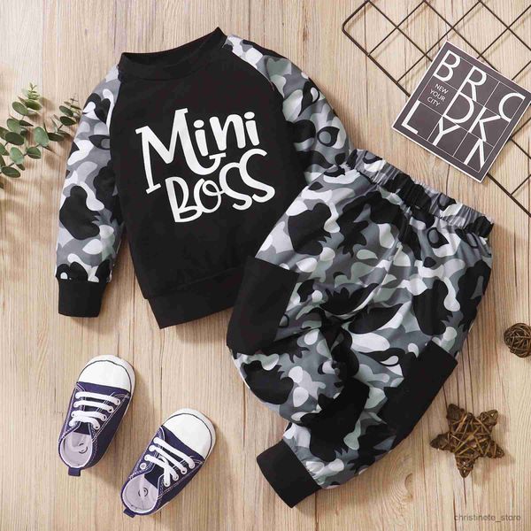 Ensembles de vêtements pour bébés garçons, sweat-shirt, tenues de Camouflage, hauts à manches longues, pantalons, 2 pièces, automne Winte R231215