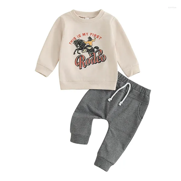 Conjuntos de ropa Conjunto de sudadera y pantalones deportivos para bebés y niños pequeños My First Rodeo