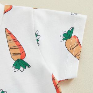 Ensembles de vêtements pour tout-petit Baby Boys Pâques 2 PCS Shorts courts à manches courtes mignonnes sur imprimé carottes et survêtement en vert massif