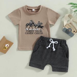 Ensembles de vêtements Banaux Baby Boys Shorts Set T-shirt à manches courtes décontractées avec des tenues d'été à la taille élastique pour 0-3 ans