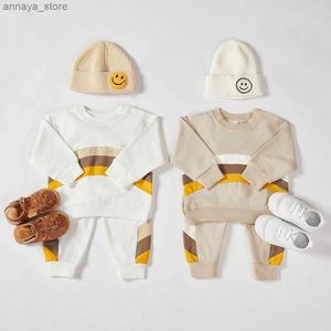 Ensembles de vêtements en bas âge pour bébés garçons épisser des vêtements ensembles de bébé filles bio coton à manches longues mignons tops + pantalon long pantalon décontracté.