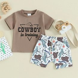 Ensembles de vêtements pour tout-petit bébé garçons d'été décontracté à manches courtes à manches courtes cowboy tops t-shirt t-shirt