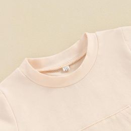 Ensembles de vêtements pour bébés garçons, ensemble de sweat-shirts à manches courtes, chemise à ourlet haut et bas, hauts à taille élastique, tenues d'été 2 pièces