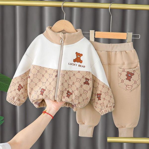 Ensembles de vêtements pour tout-petit Bébé garçons épais P Vêtements d'hiver chauds pour garçon sweats à capuche Pantalon Kids Suit 0-5y Drop Livil