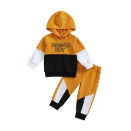 Kledingsets Toddler Baby Boywork Outfits Letter Gedrukte tops Lange mouw Hoodie Flexy Jogger Pant Fall Winter Drop levering Kids Ma Dhqzq