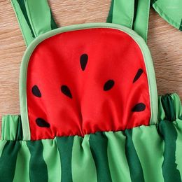 Kledingsets Peuter Baby Meisje 2-delige zomeroutfits Mouwloze romper Watermeloen Print Hoed Babykledingset