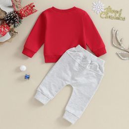 Kledingsets Peuter Baby Girl Boy Christmas SweatSuit Letter Lange mouw Sweatshirt Solid zweetwedstrijden Trendy Fall Winter Outfits