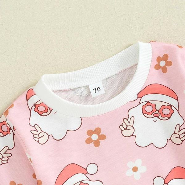 Ensembles de vêtements pour bébés filles et garçons, vêtements de noël, sweat-shirt imprimé père noël, pantalons longs, tenues mignonnes d'automne et d'hiver