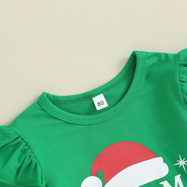 Ensembles de vêtements Toddler bébé fille de Noël Ruffle à manches longues LETTRE T-shirt Top Top Santa Claus Bell Bottom Pantal