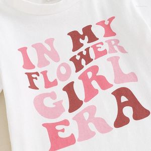 Kledingsets Peuter Baby Girl Cleren Zomer roze T-shirt bellbodembroek Set korte mouw bloemen outfit 2ps