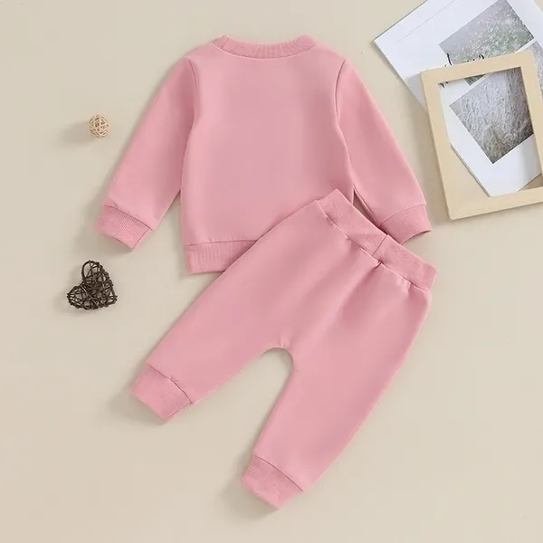 Ensembles de vêtements pour bébés filles, tenue d'automne, vêtements pour mamans, sweat-shirt et pantalon, ensemble d'hiver, pull-over, costume assorti