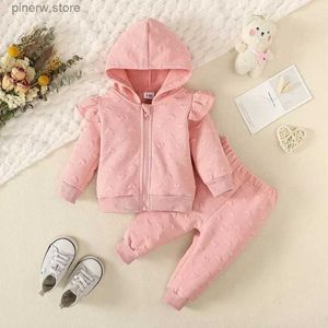 Kledingsets Peuter Baby Meisje Lente Herfst Kleding Set Roze Lange Mouw Hoodie Top + Broek Liefde Print Pasgeboren Baby Casual Outfit