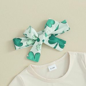 Kledingsets Peuter Baby Meisje St Patricks Day Outfit Brief Korte mouw T-shirt Ierse Shamrock Bell Bottoms Lucky Clothes