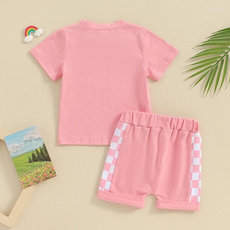 Kläduppsättningar Småbarn Baby Girl Summer Outfit Daddys Mamas IE T-skjorta Shorts Set Spädbarn 2 Piece Short 6M-3T