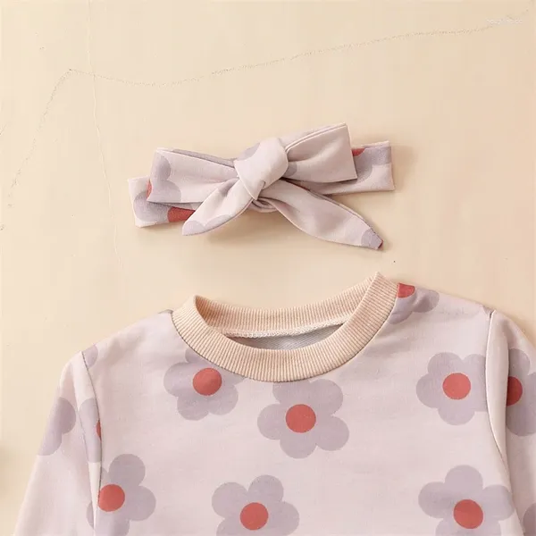 Ensembles de vêtements pour tout-petit bébé fille Valentin Day Tiptifit Heart Print Crewneck Sweatshirt et pantal