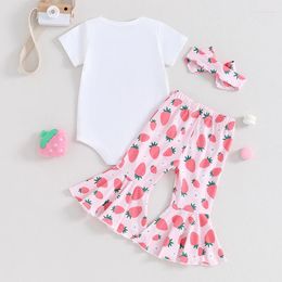 Kledingsets Peuter Baby Meisjes Verjaardagsoutfits Brief Kwastje Shirt Donut Cake Bloemen Uitlopende Lange Broek Hoofdband 3-delige zomerset