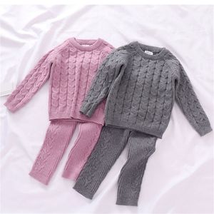 Clothing Sets Toddler Baby Girls Clothes Kids 2Pcs Winter Knitting Pullover SweaterPants Boys Tracksuits Pajamas For Children 221007
