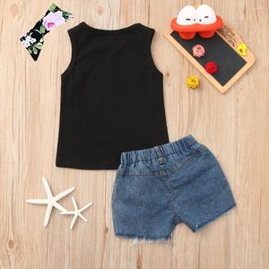 Ensembles de vêtements pour bébés filles, gilet imprimé avec lettres, hauts et shorts en jean floral, tenues à manches longues, mignons pour adolescents