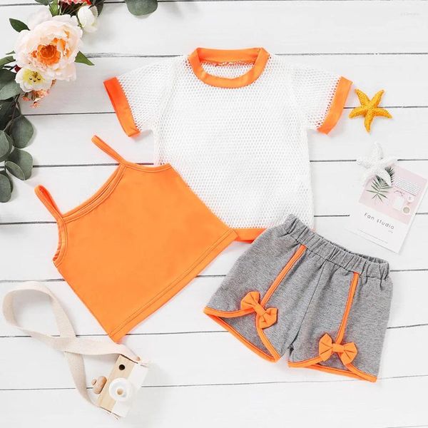 Ensembles de vêtements pour bébés filles, t-shirts à manches courtes en maille, hauts et Shorts, tenues de Tennis pour adolescents