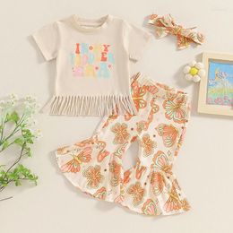 Ensembles de vêtements en bas âge pour bébés filles d'été 3pcs Vêtements Costume à manches courtes décontractées