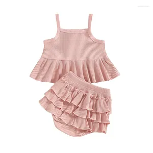 Ensembles de vêtements pour les bébés filles vêtements d'été Daisy à manches courtes à manches courtes tops floraux shorts enfant