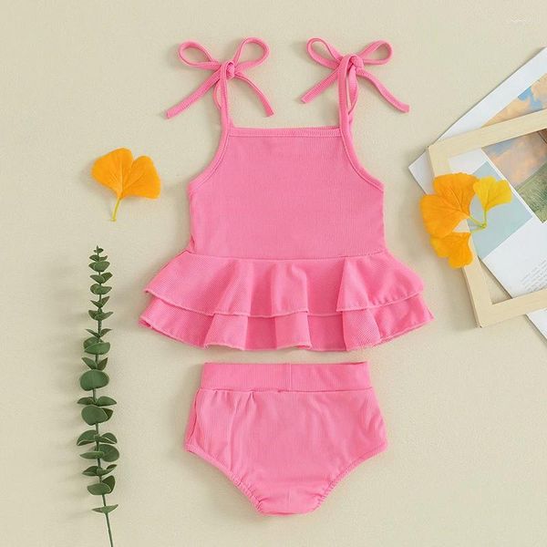 Juegos de ropa para niños pequeños trajes de baño sólido bikini 2 piezas