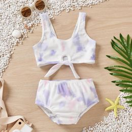 Ensembles de vêtements enfant en bas âge bébé filles maillots de bain enfants été sangle tie-dye imprimer maillot de bain fendu Bikini plage porter mignon enfants vêtements 2-4Y