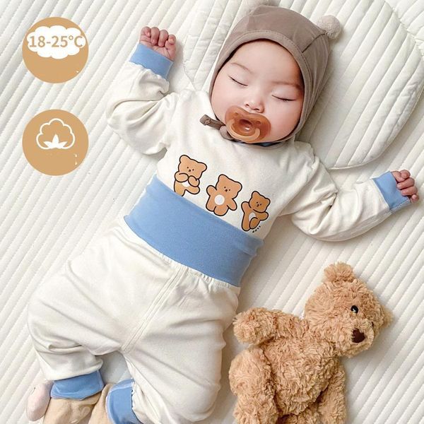 Ensembles de vêtements enfant en bas âge bébé sous-vêtements mignon ours imprimé à manches longues pyjamas costumes pour bébés filles coton deux pièces hiver maison porter 230407