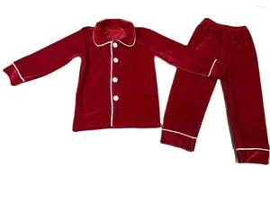 Kledingsets Toddler Boutique Velvet pyjama voor babyjongen rode revers met lange mouwen broek modieuze groothandel