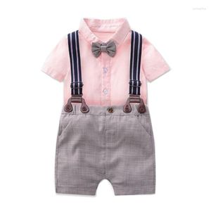 Ensembles de vêtements enfant en bas âge garçon ensemble de vêtements né concepteur formel 3 6 9 12 mois bébés été barboteuse costume Gentleman bébé tenue