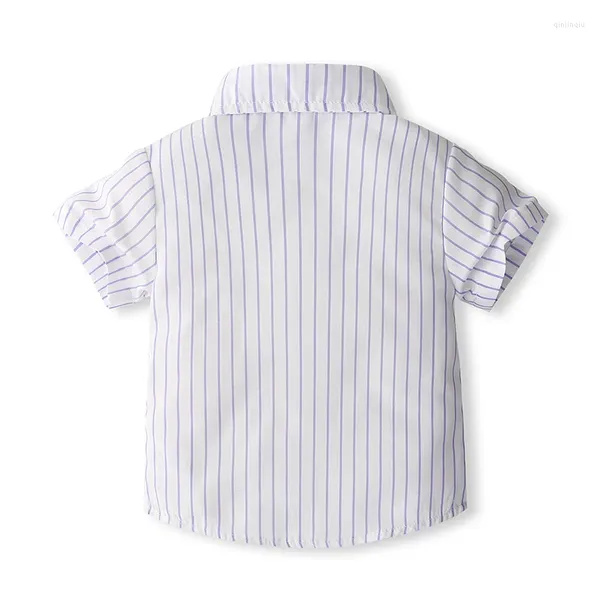 Ensembles de vêtements Toddler Boy Gentleman Turnits Stripe Button Down Shirt with Suspender Shorts 2 pièces Set Baby Summer Vêtements