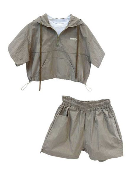 Conjuntos de ropa Niño pequeño Jersey con capucha Conjunto de manga corta de verano Nueva niña coreana Bebé Transpirable Traje fino de dos piezas Unisex 1-8T ropa para niños