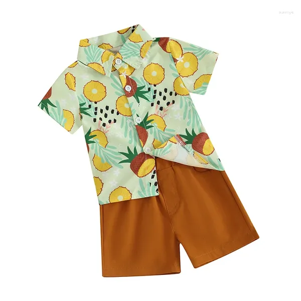 Conjuntos de ropa Niño niño conjunto corto traje hawaiano bebé verano caballero manga fruta árbol impresión camisa pantalones cortos ropa