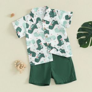 Conjuntos de ropa Niño Niño Trajes de San Valentín Camisa con botones con estampado de corazón Pantalones cortos casuales Conjunto de ropa de verano para bebé