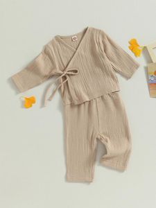 Kledingsets Toddler Boys Girls Pyjama Set met schattige cartoonprint V-hals Tops met lange mouwen en gezellige broek 2-delige slaapkleding lounge suit