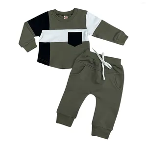 Ensembles de vêtements pour tout-petit garçons à manches longues Patchwork Color Tops Pantals 2pcs tenues de vêtements pour baby