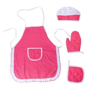 Kledingsets Toddler Chef Apron Glove Cap Set 4pcs Girls Kitchen voor Play Costume Halloween Dress Up Cooking Activity Props Xmas Gift 230322