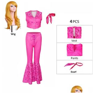 Kledingsets Toddler Doll Character Kostuum Barbi Rolspel Vest en broek Set Pink Girls Sweet Margot Robbie Movie Dress Up Dro DHSXV