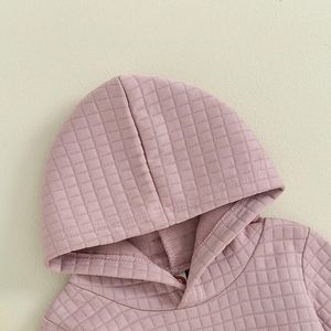 Ensembles de vêtements pour petites filles, 2 pièces, tenues d'automne, manches longues, couleur unie, sweat à capuche matelassé, ensemble de vêtements pour enfants